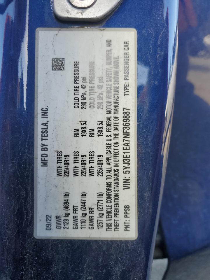 2022 TESLA MODEL 3