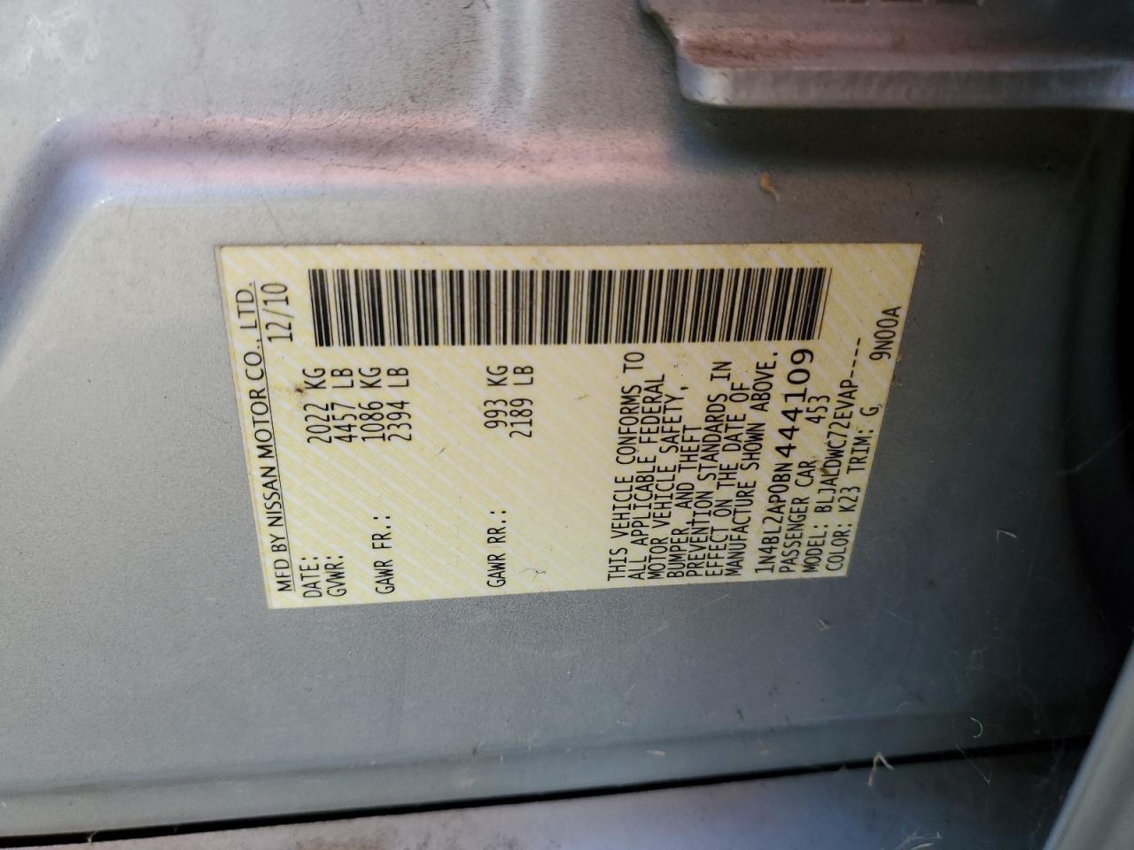 2011 NISSAN ALTIMA