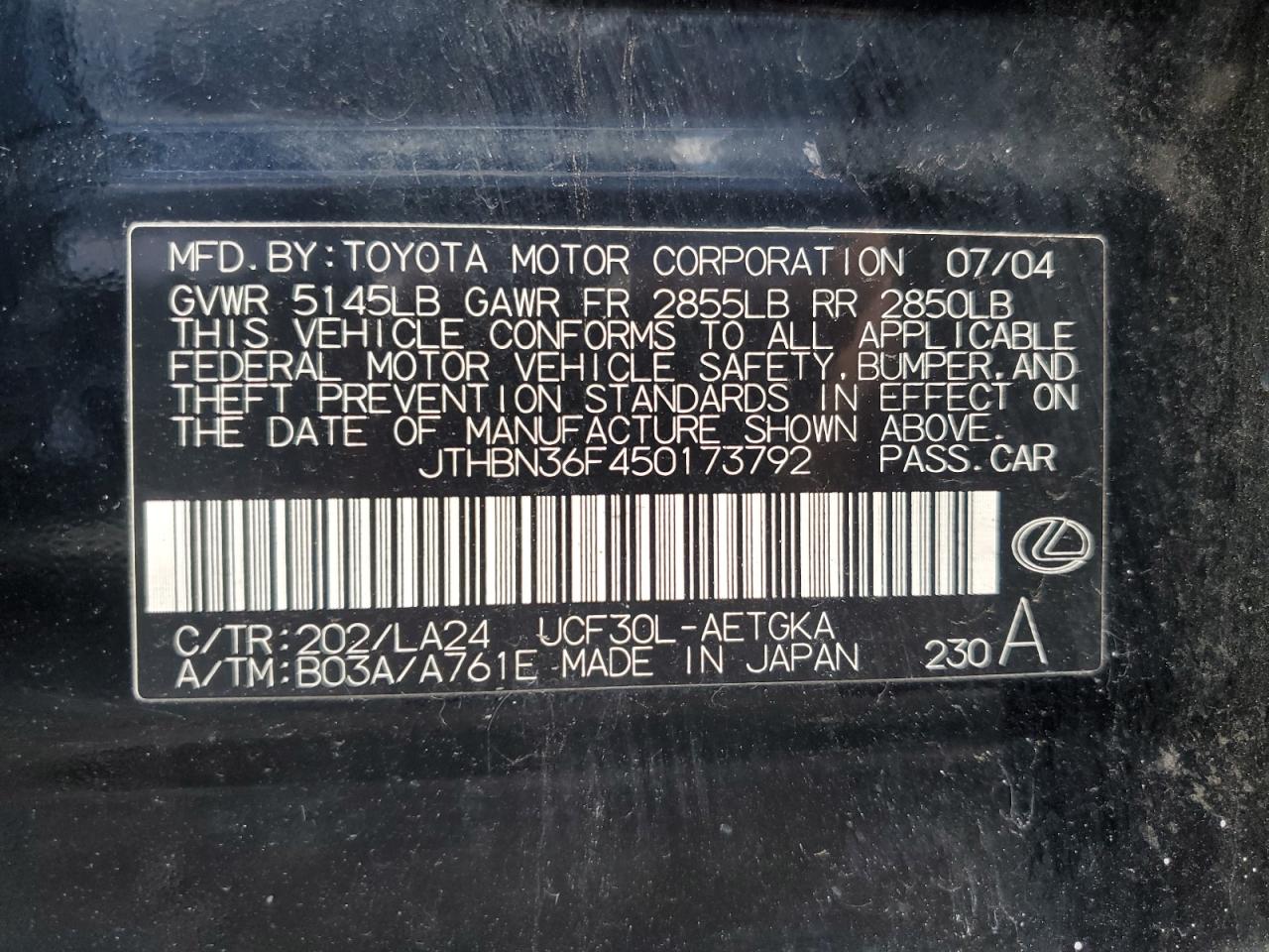 2005 LEXUS LS430