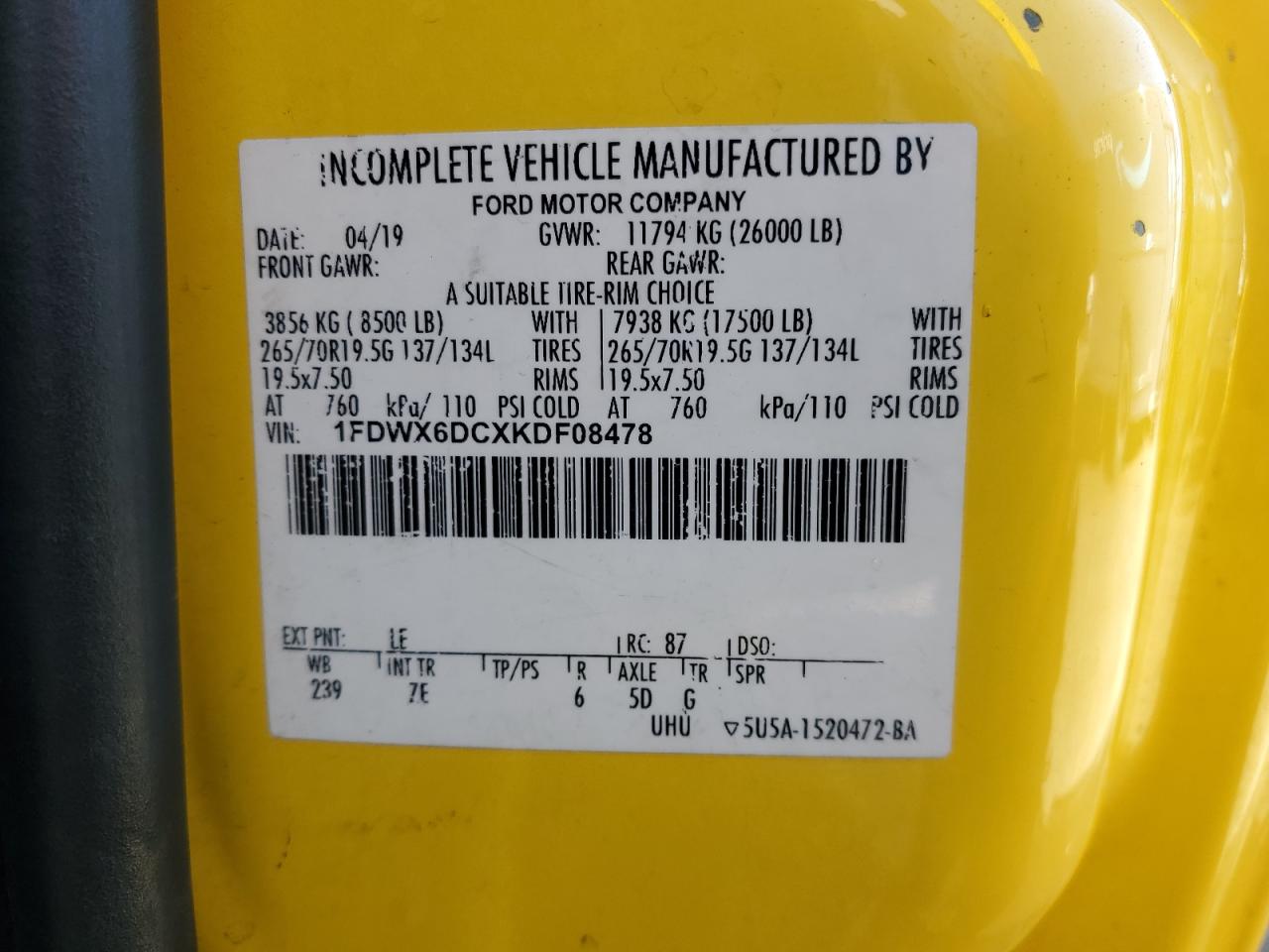 2019 FORD F650