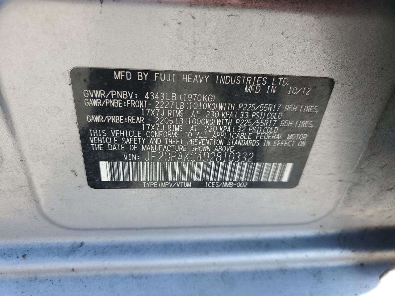 2013 SUBARU XV
