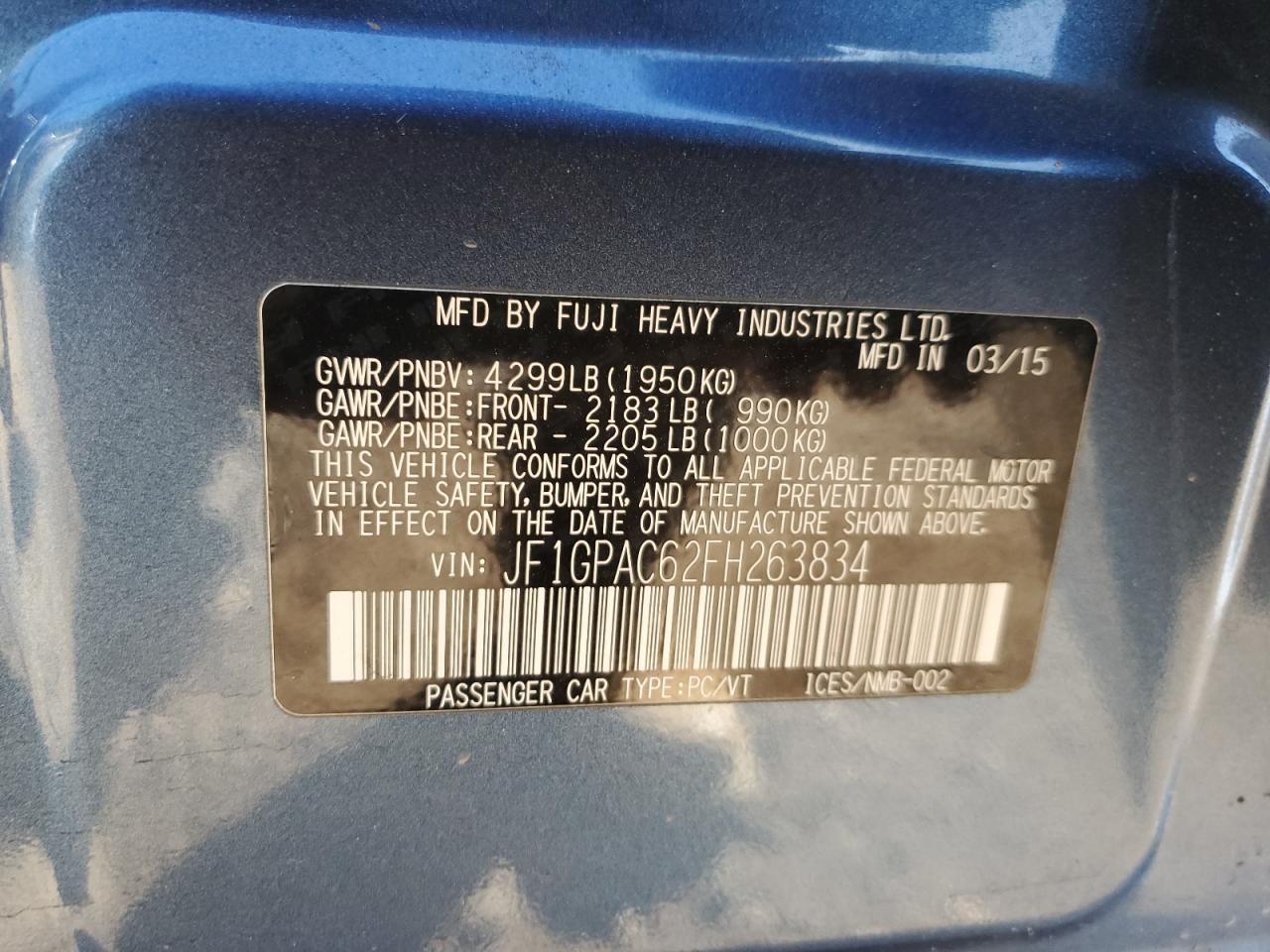 2015 SUBARU IMPREZA
