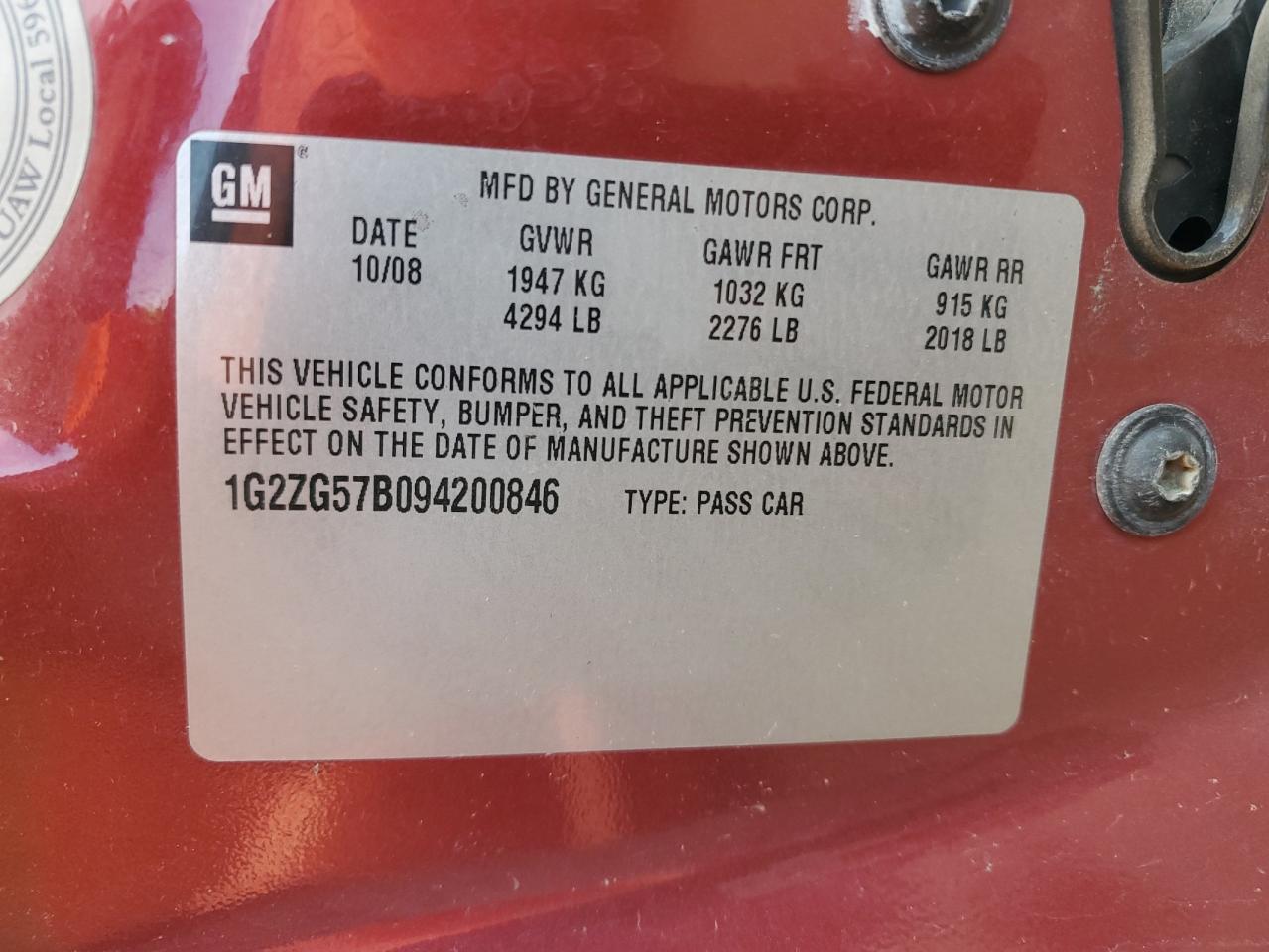 2009 PONTIAC G6