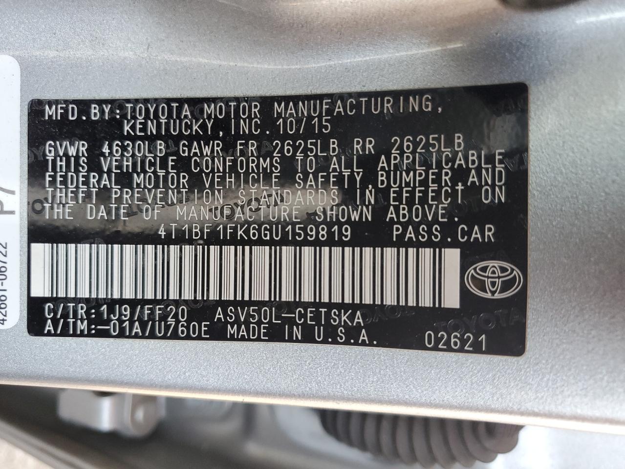2016 TOYOTA CAMRY