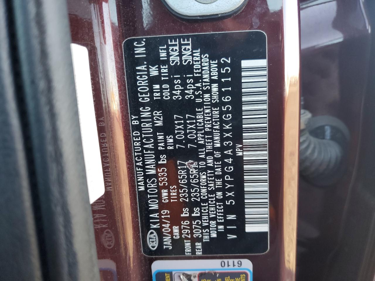 2019 KIA SORENTO