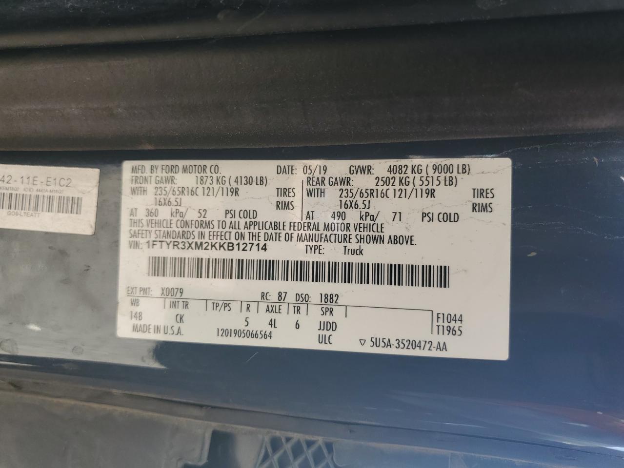 2019 FORD TRANSIT