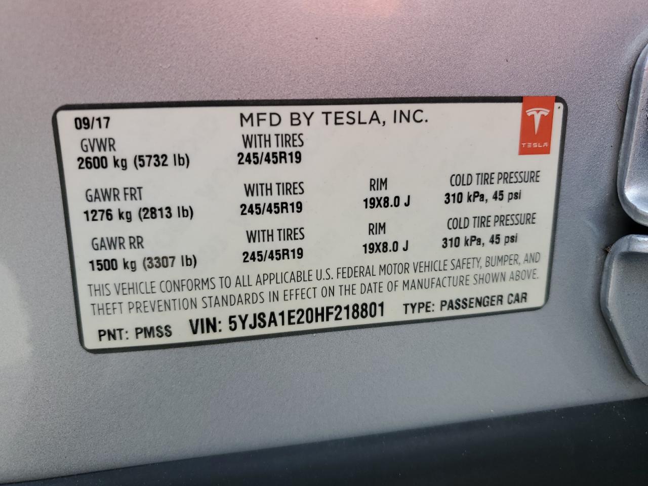 2017 TESLA MODEL S