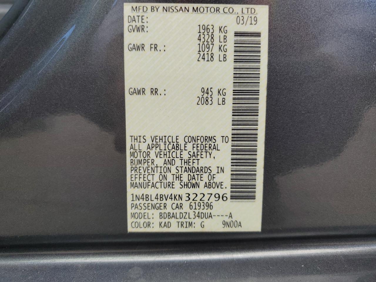 2019 NISSAN ALTIMA