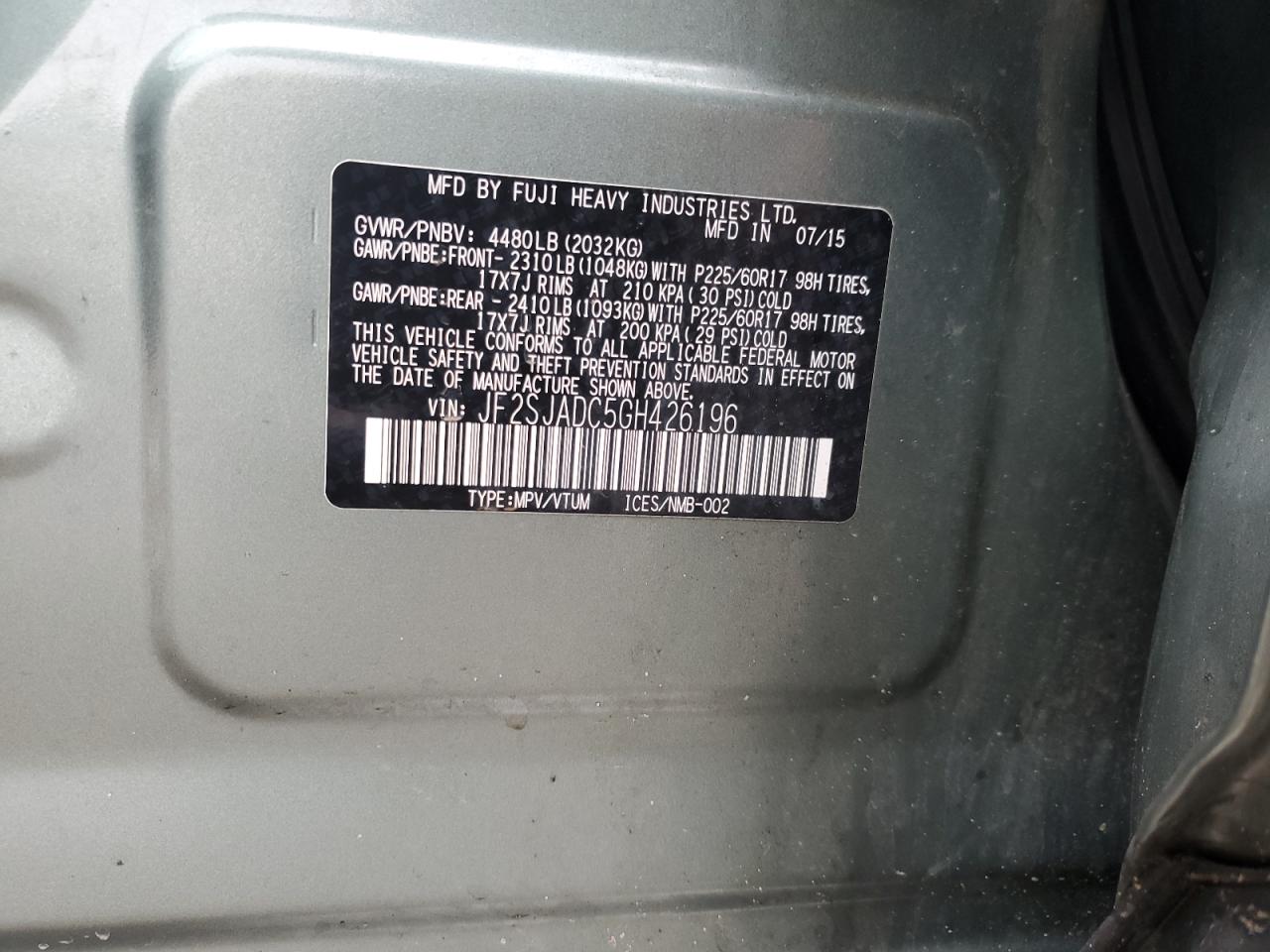 2016 SUBARU FORESTER
