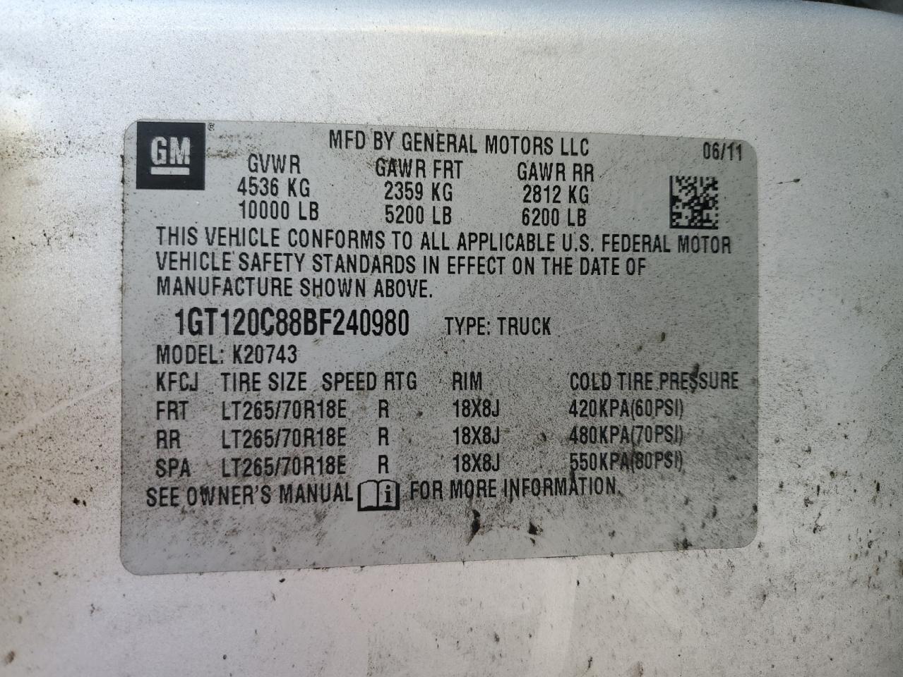 2011 GMC SIERRA