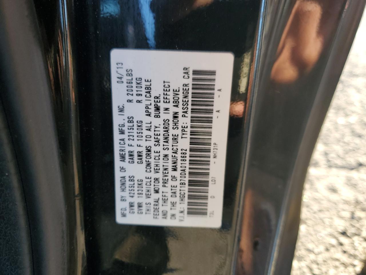 2013 HONDA ACCORD