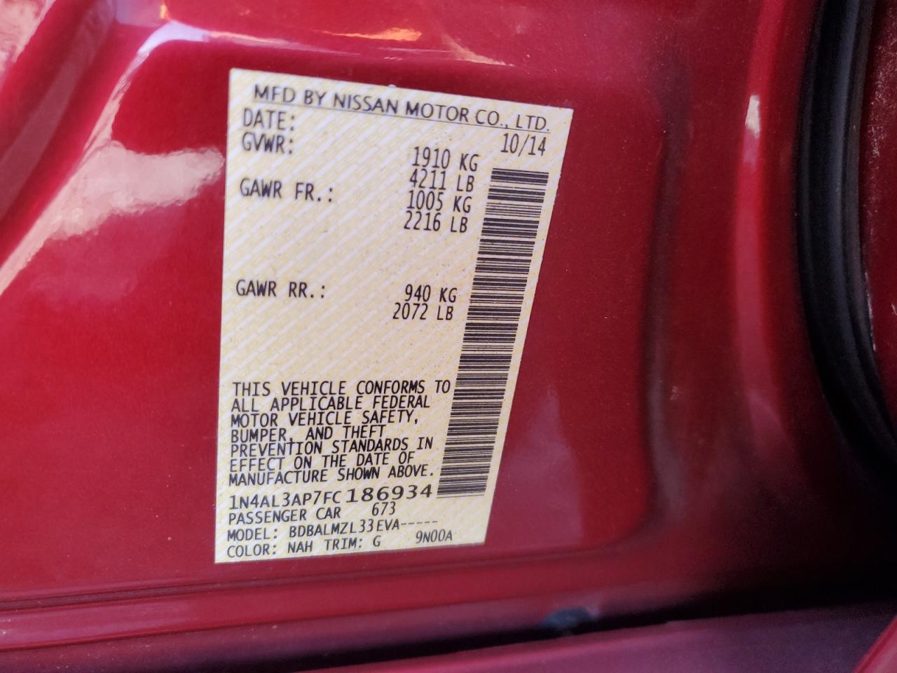 2015 NISSAN ALTIMA
