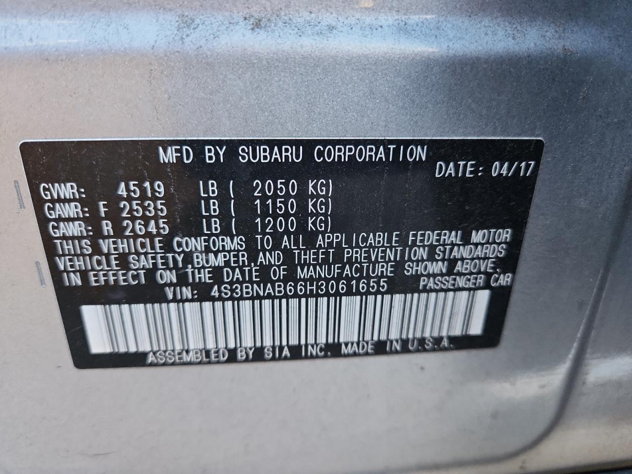 2017 SUBARU LEGACY