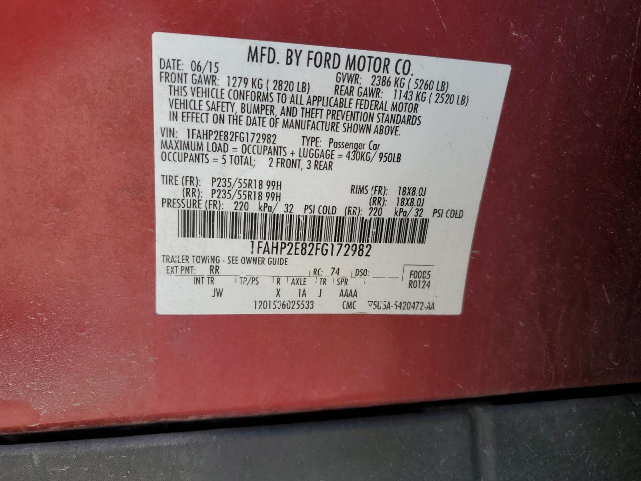 2015 FORD TAURUS