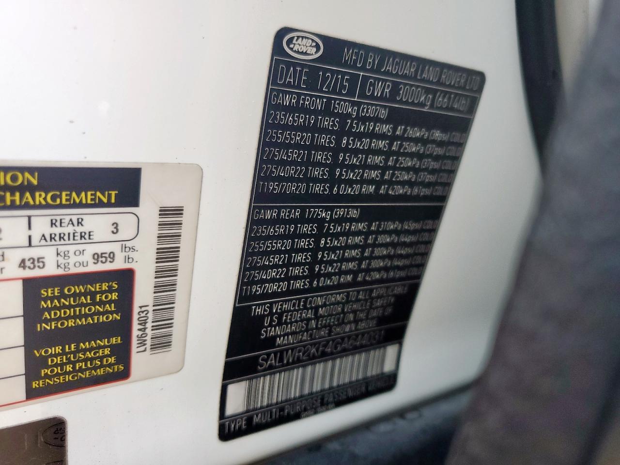 2016 LAND ROVER RANGEROVER