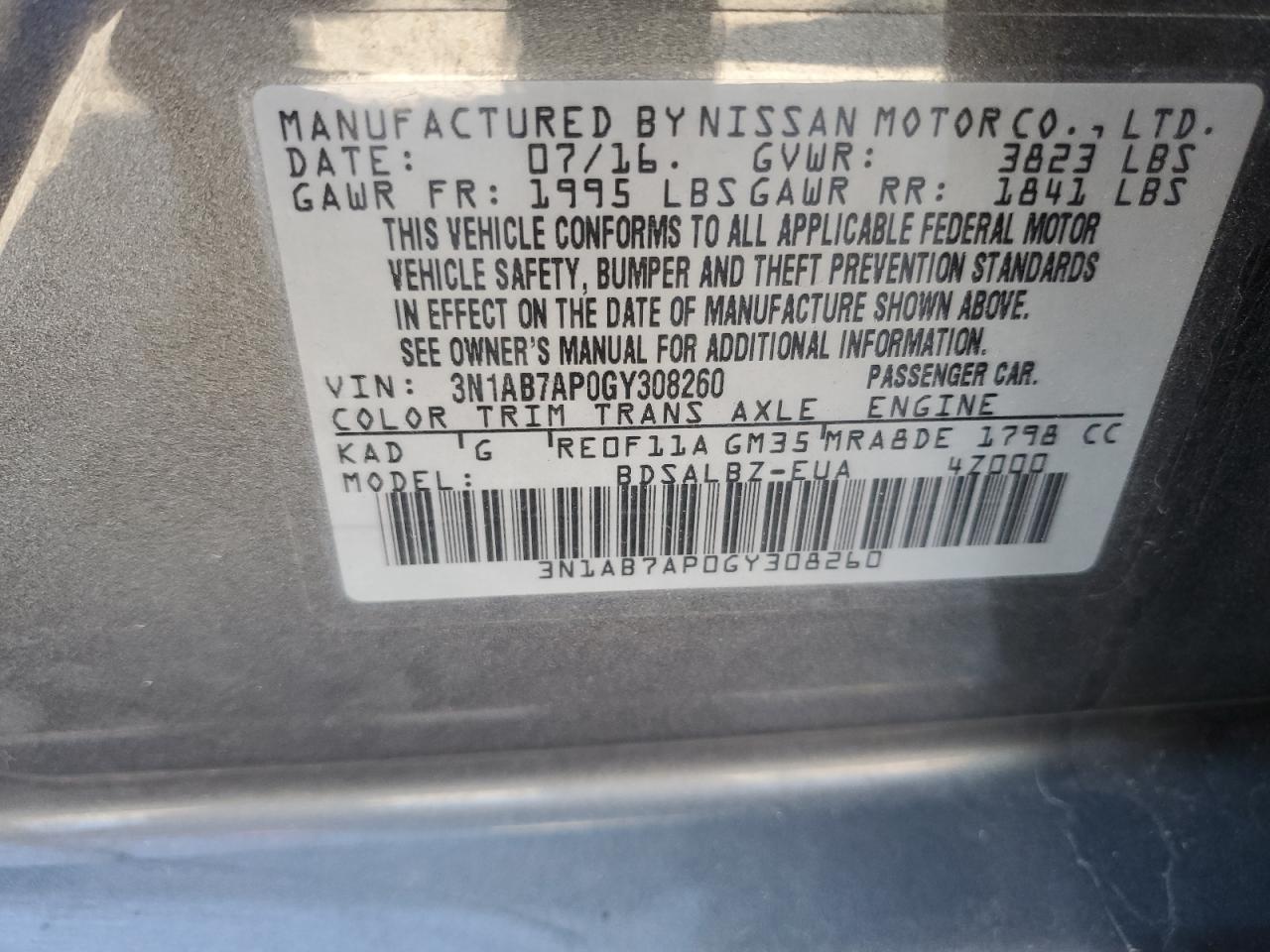 2016 NISSAN SENTRA