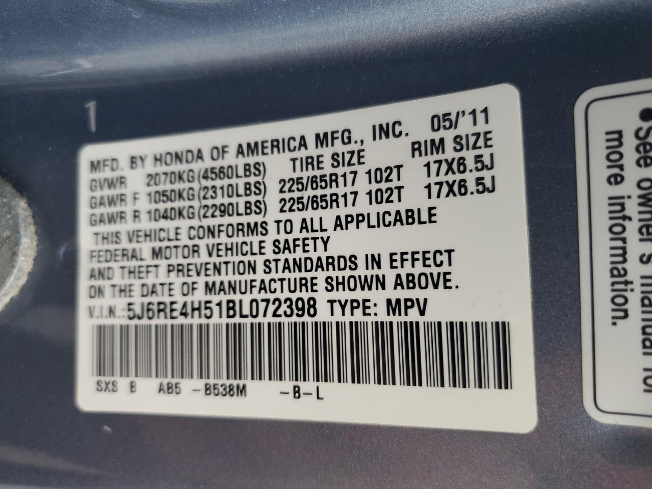 2011 HONDA CRV