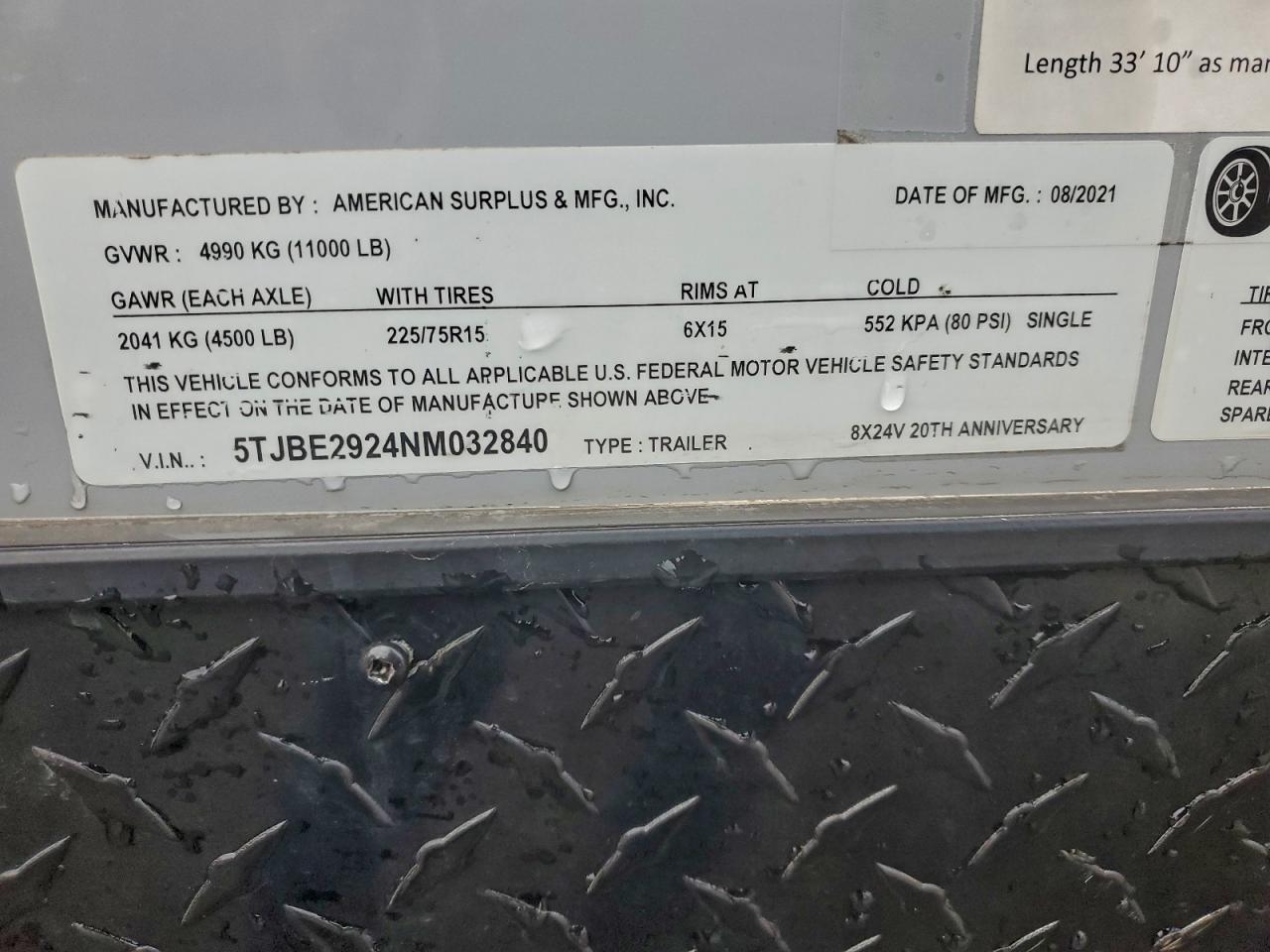 2022 AMERICAN SURPLUS & MFG UNKNOWN