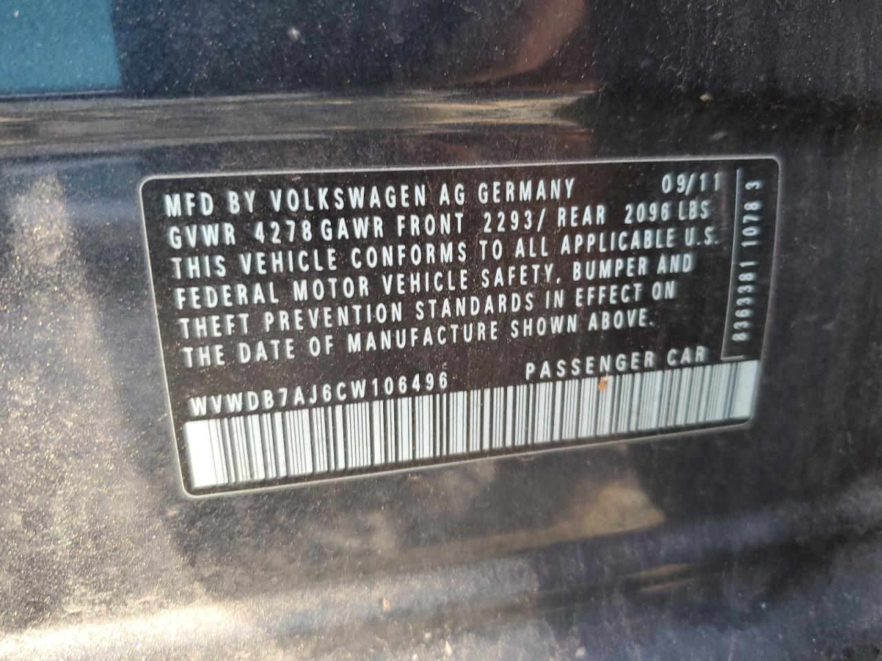 2012 VOLKSWAGEN GOLF