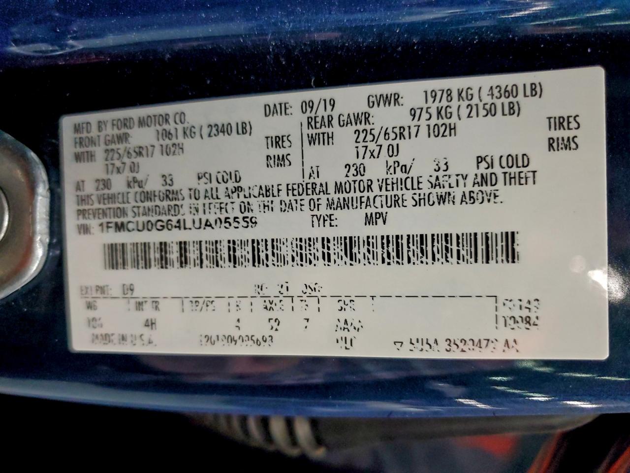 2020 FORD ESCAPE