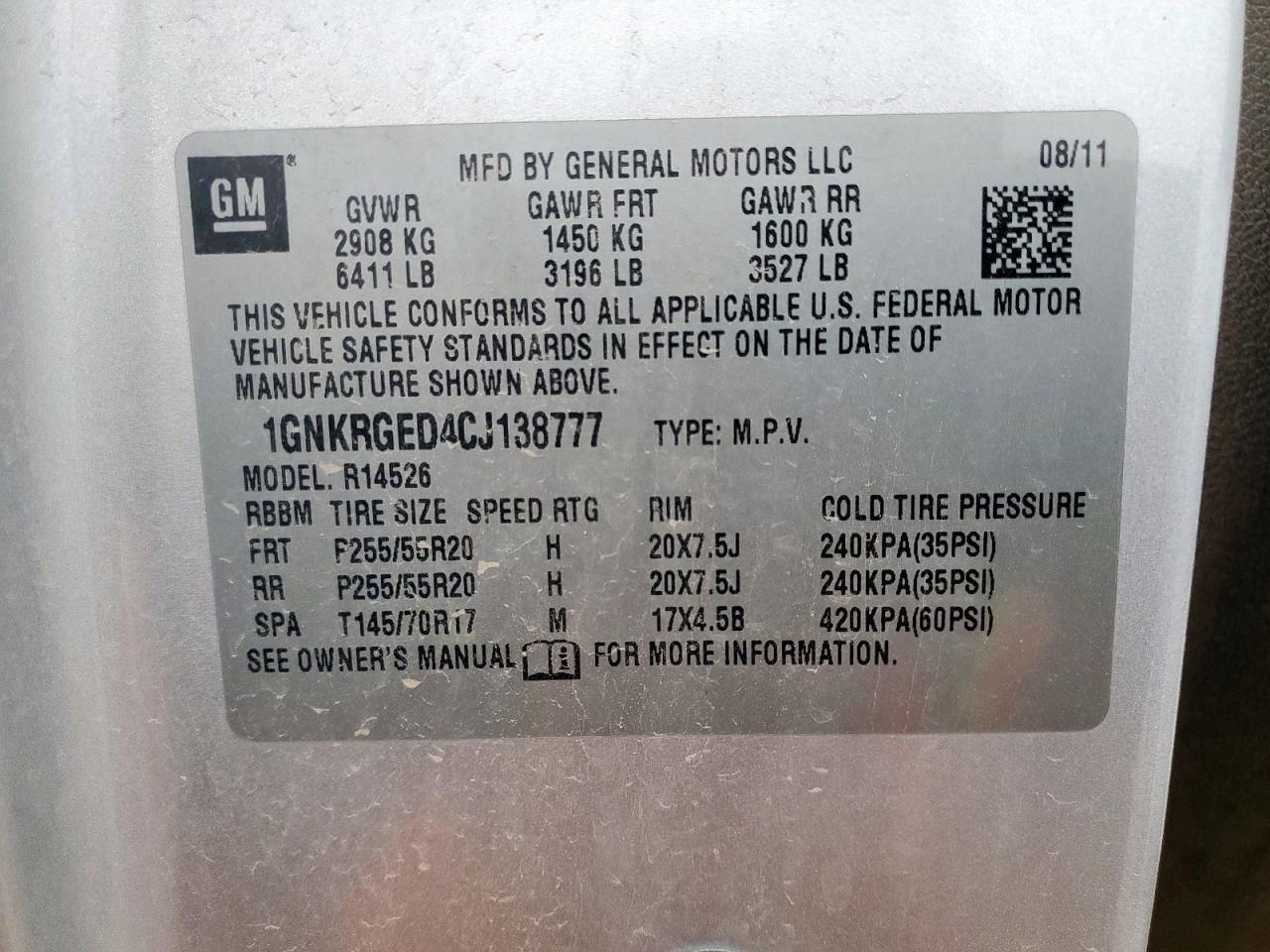 2012 CHEVROLET TRAVERSE