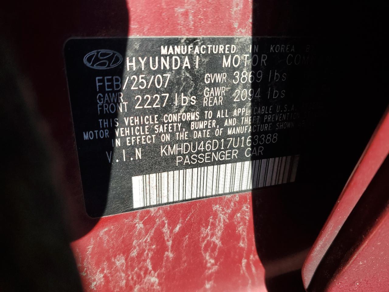 2007 HYUNDAI ELANTRA