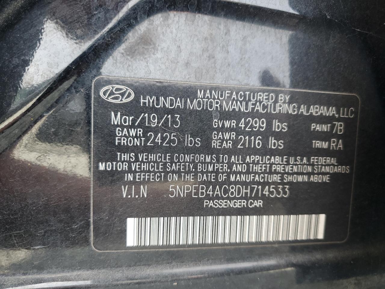 2013 HYUNDAI SONATA