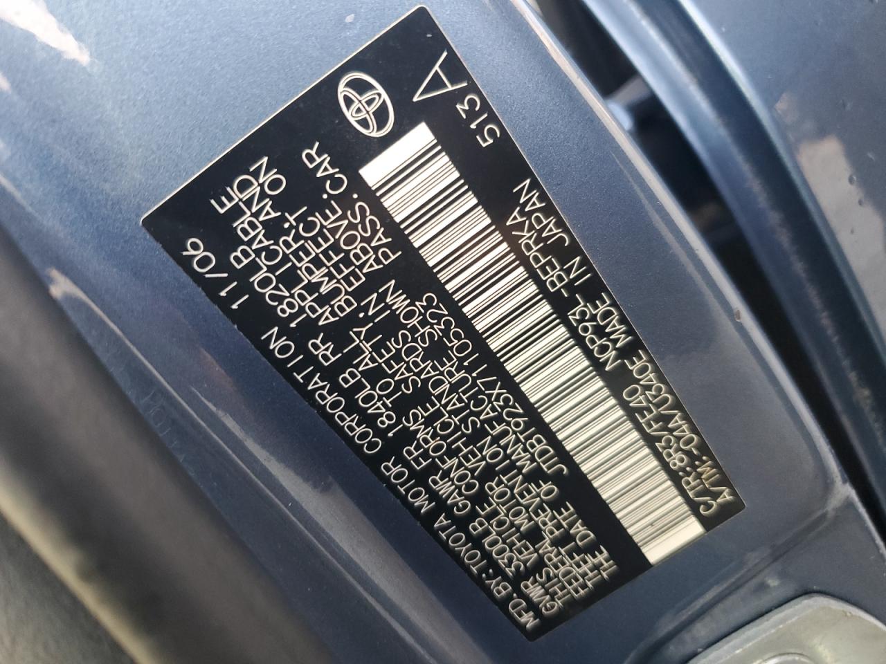 2007 TOYOTA YARIS