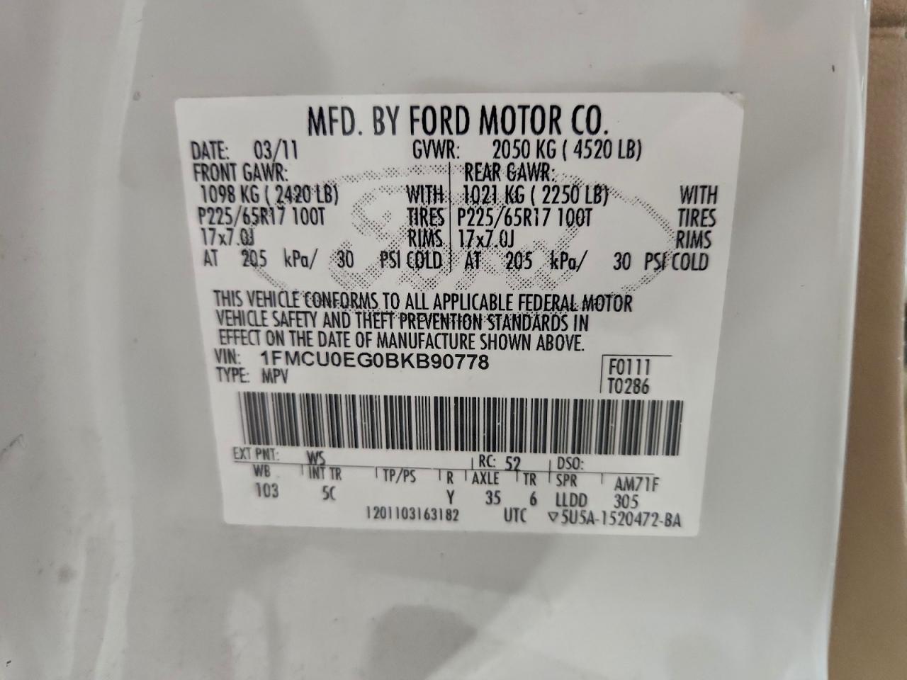 2011 FORD ESCAPE
