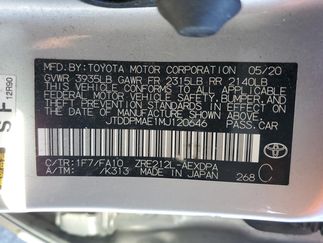 2021 TOYOTA COROLLA