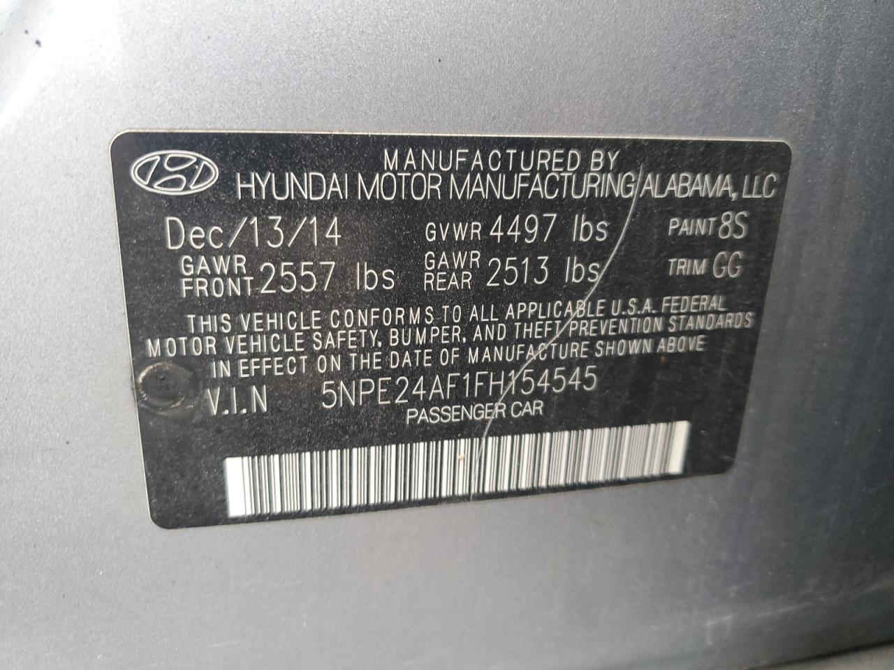 2015 HYUNDAI SONATA