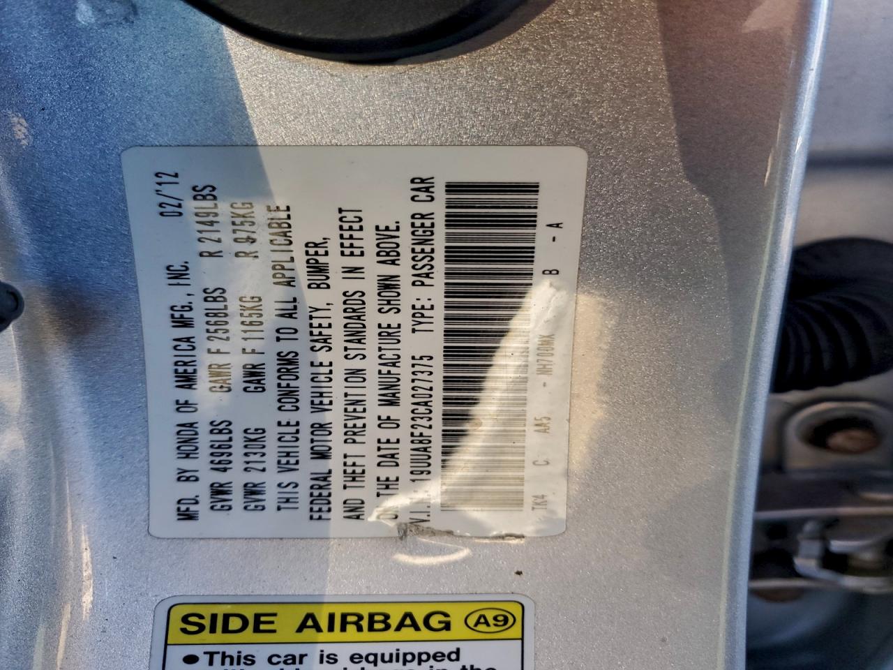 2012 ACURA TL