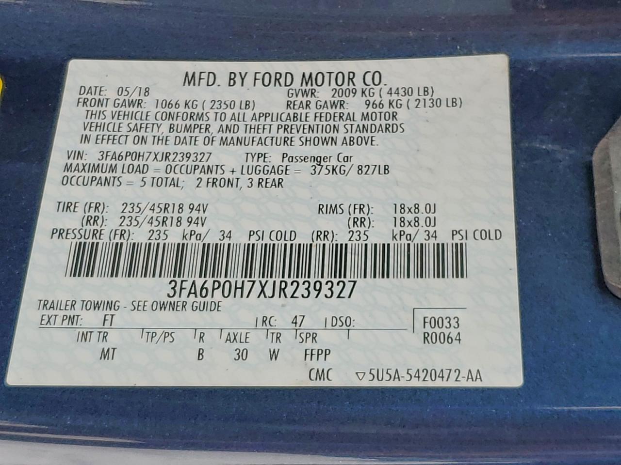 2018 FORD FUSION