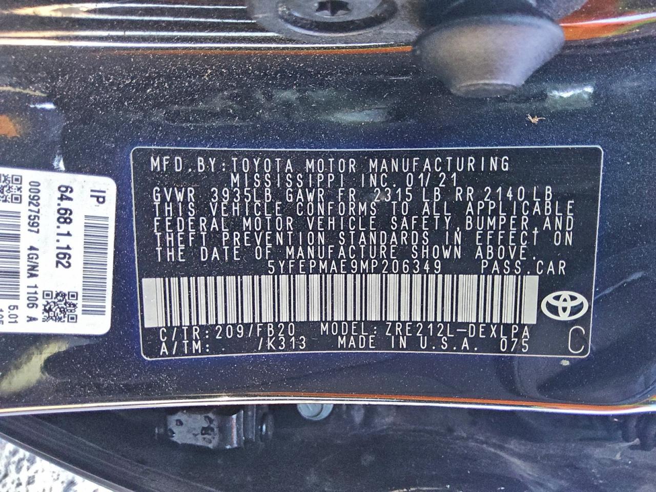 2021 TOYOTA COROLLA