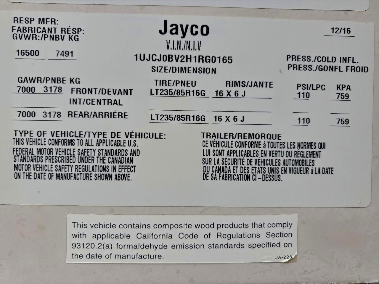 2017 JAYCO TRAILER