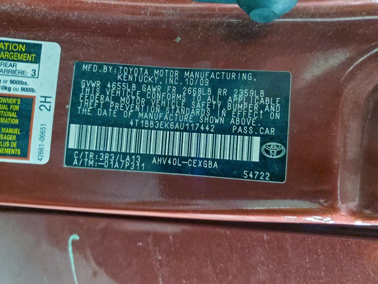 2010 TOYOTA CAMRY