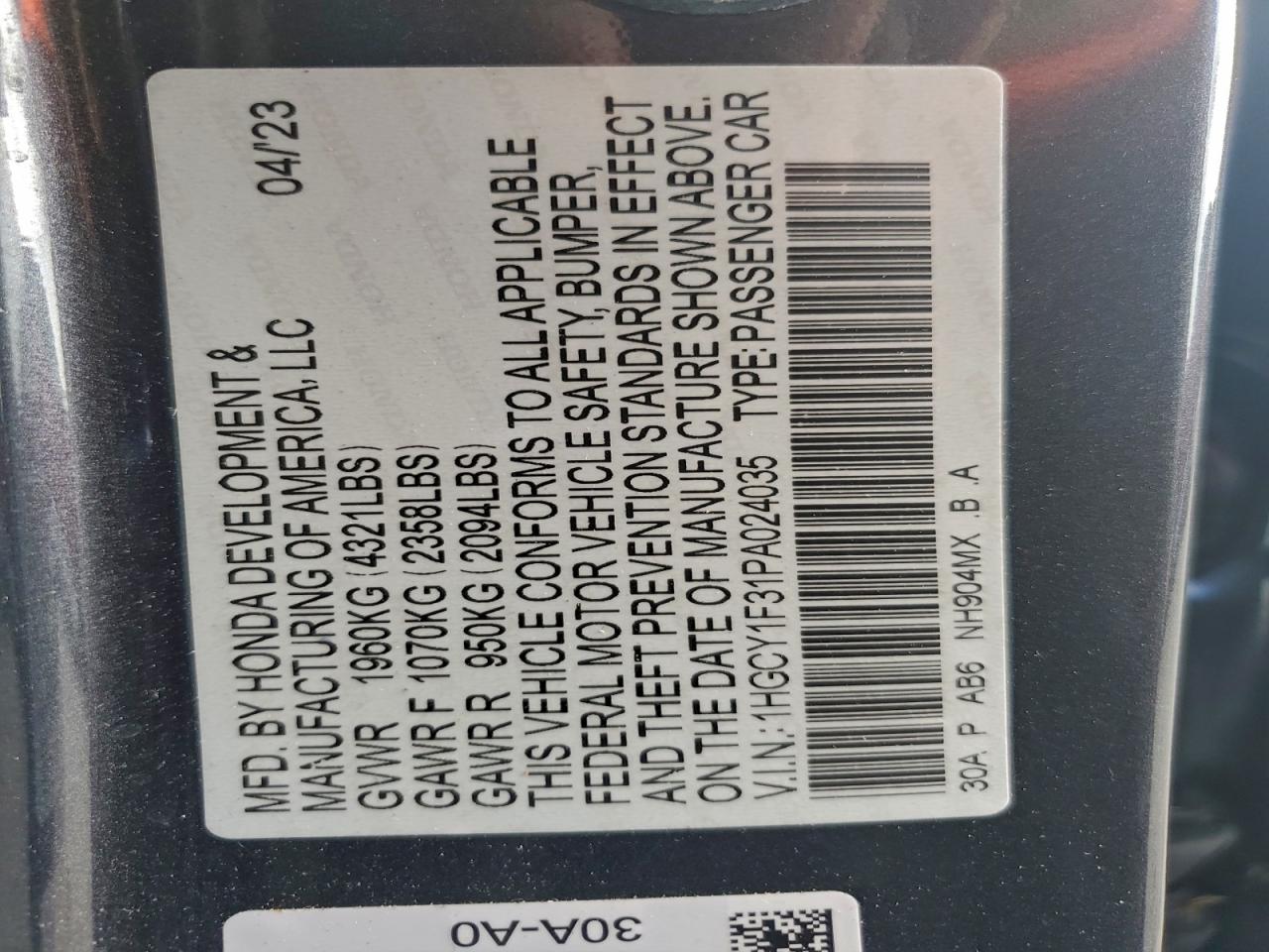2023 HONDA ACCORD