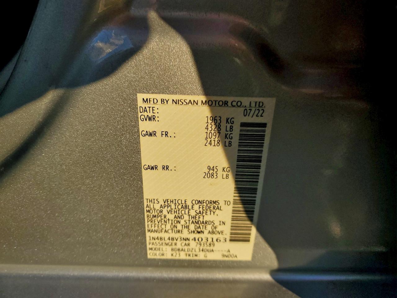 2022 NISSAN ALTIMA