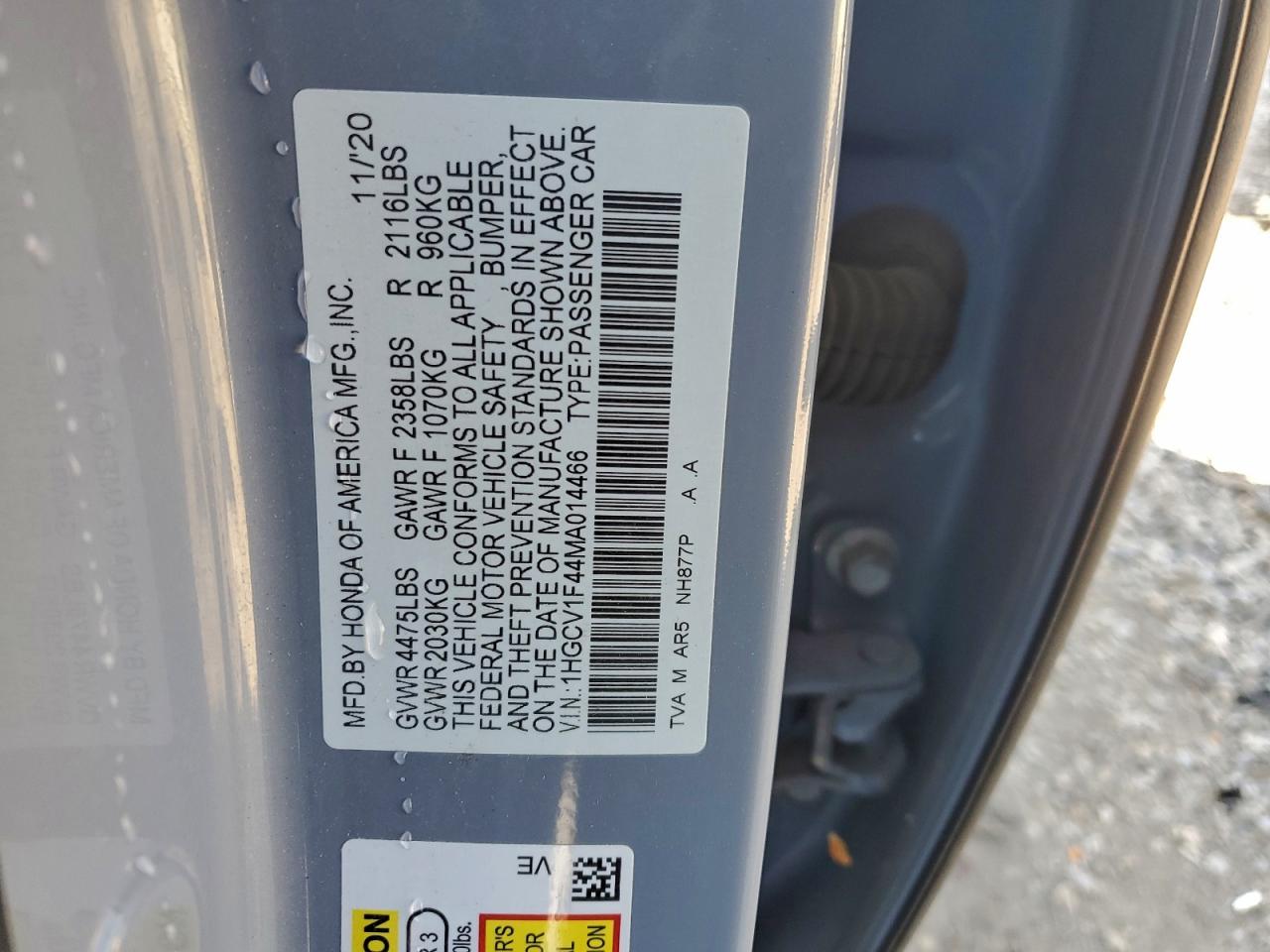2021 HONDA ACCORD
