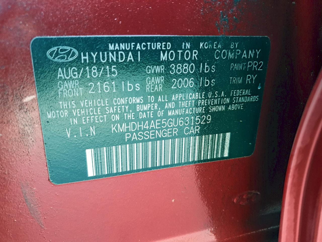 2016 HYUNDAI ELANTRA