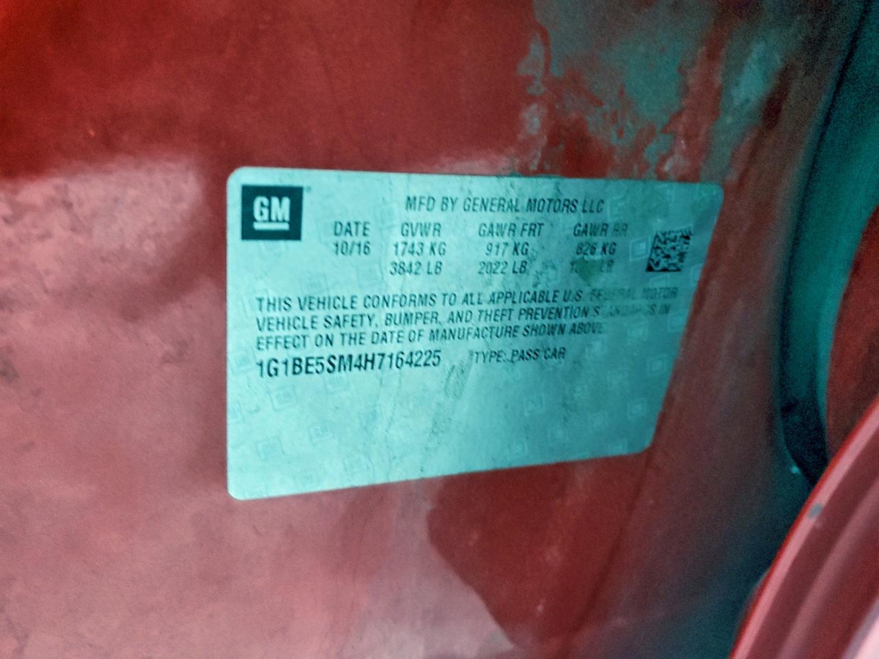 2017 CHEV CRUZE
