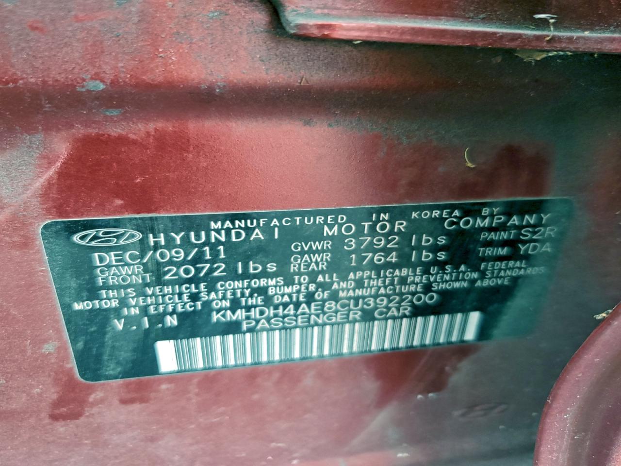 2012 HYUNDAI ELANTRA