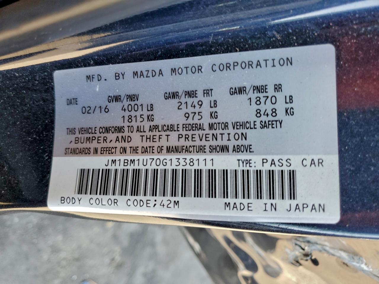 2016 MAZDA 3