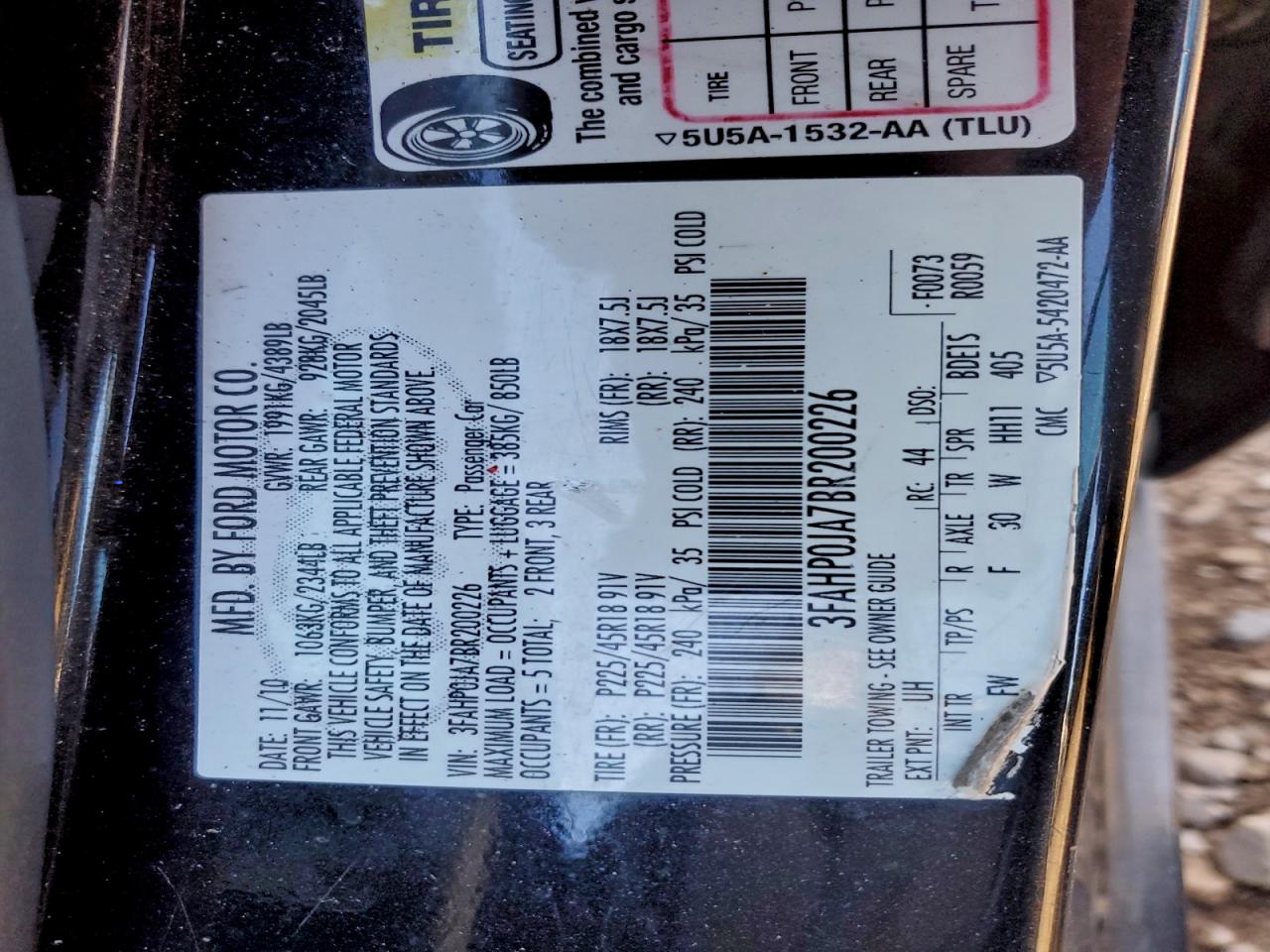 2011 FORD FUSION
