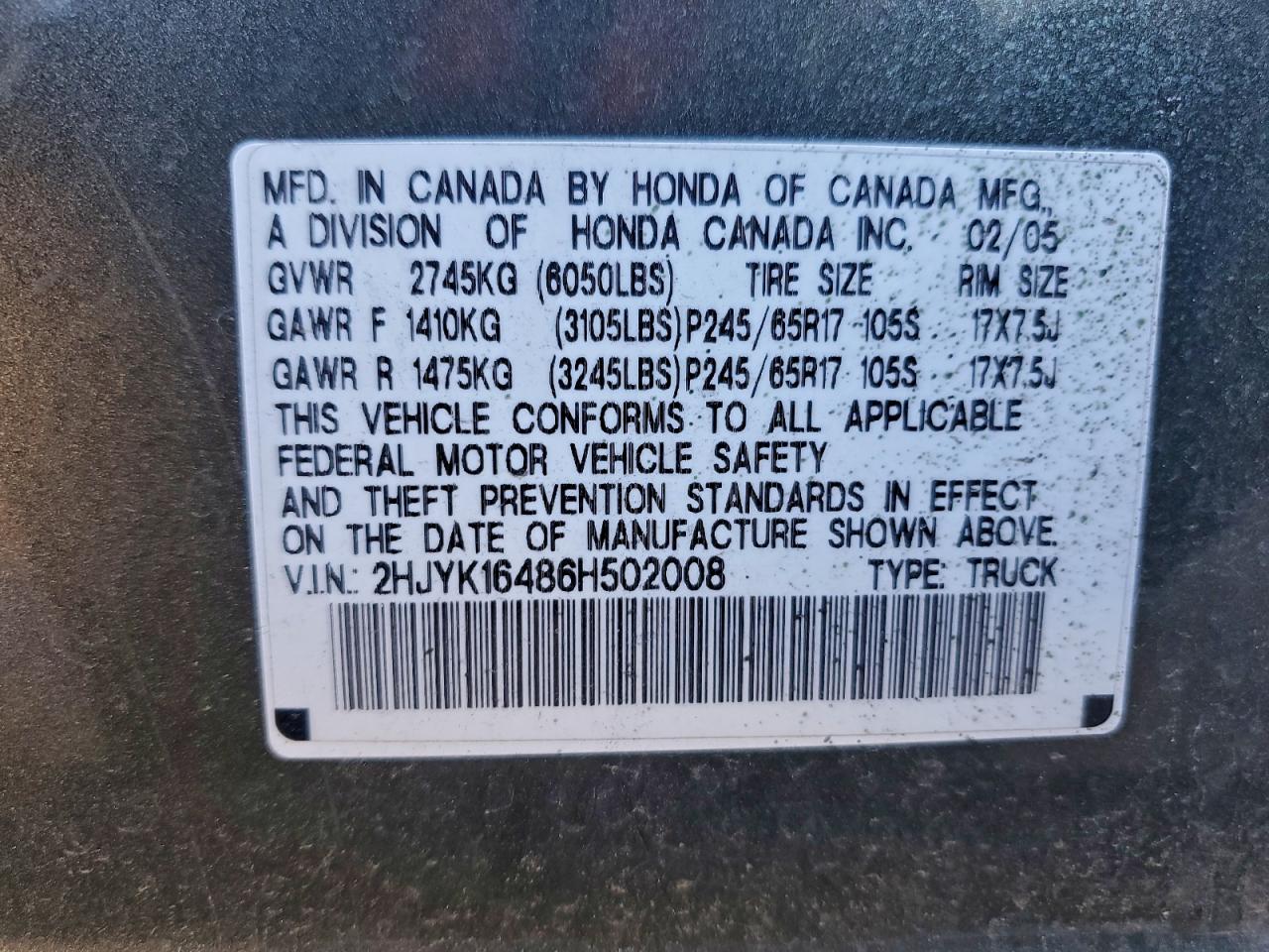 2006 HONDA RIDGELINE