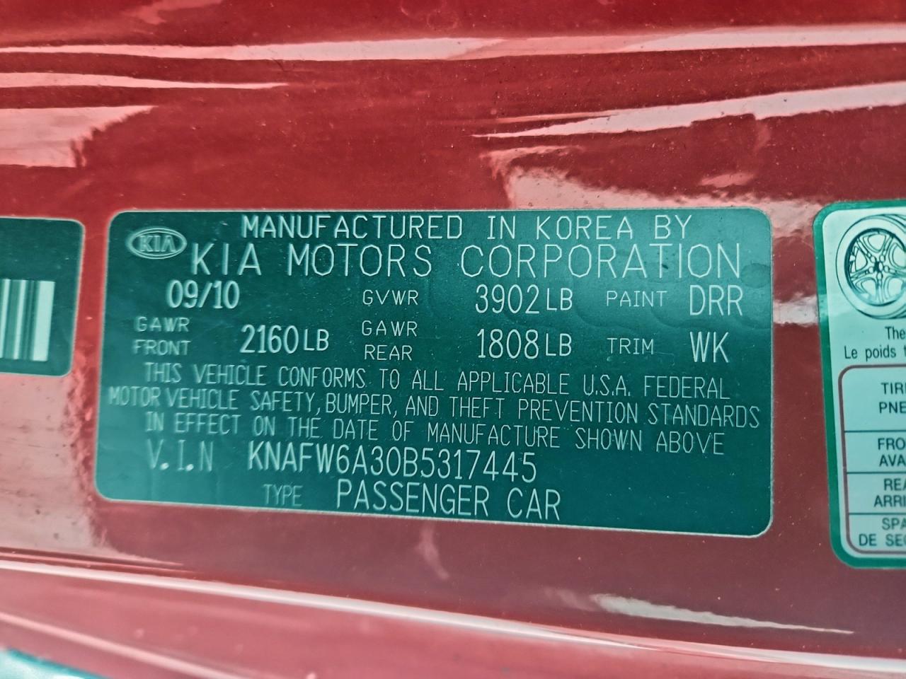 2011 KIA FORTE
