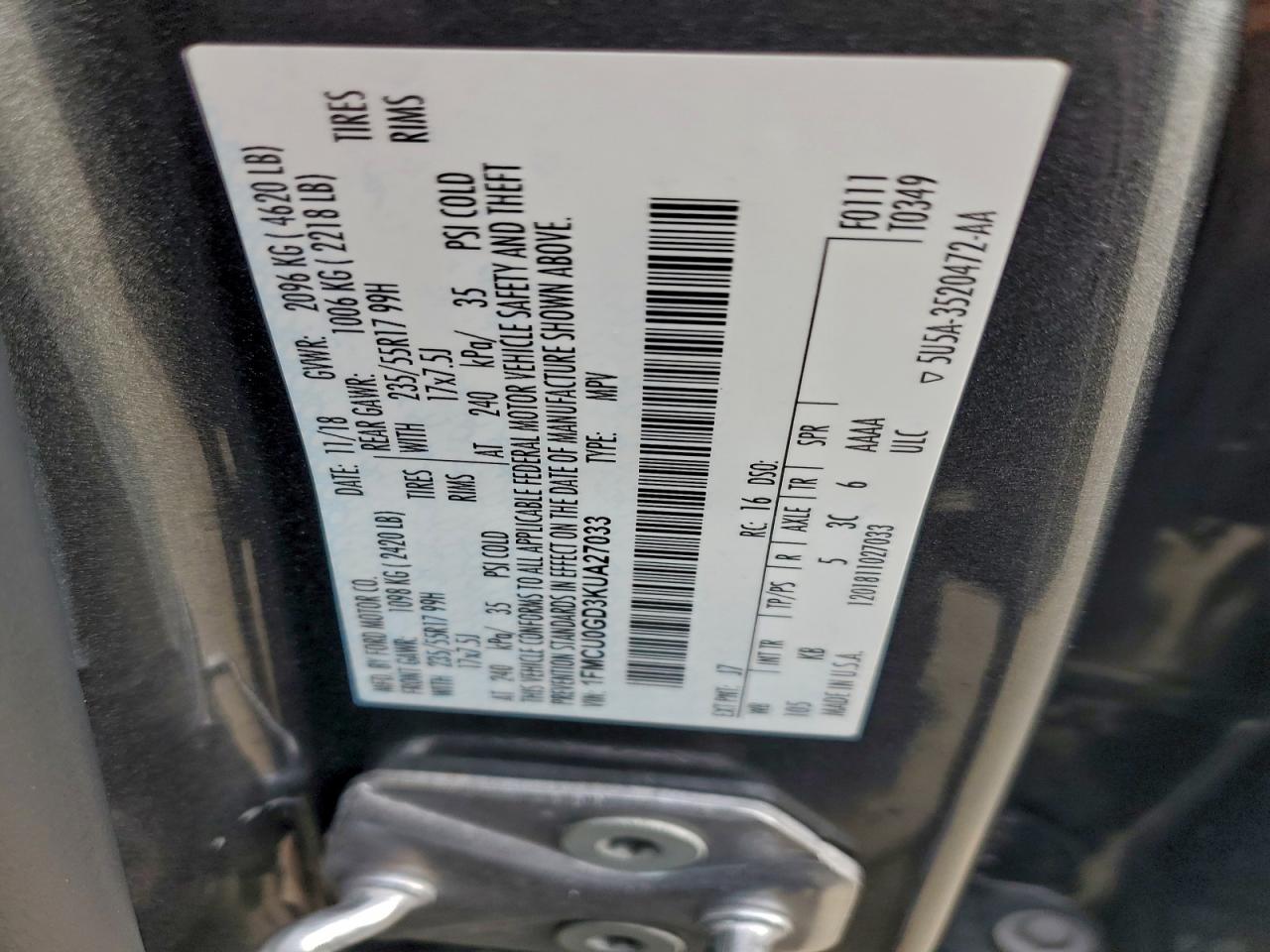 2019 FORD ESCAPE