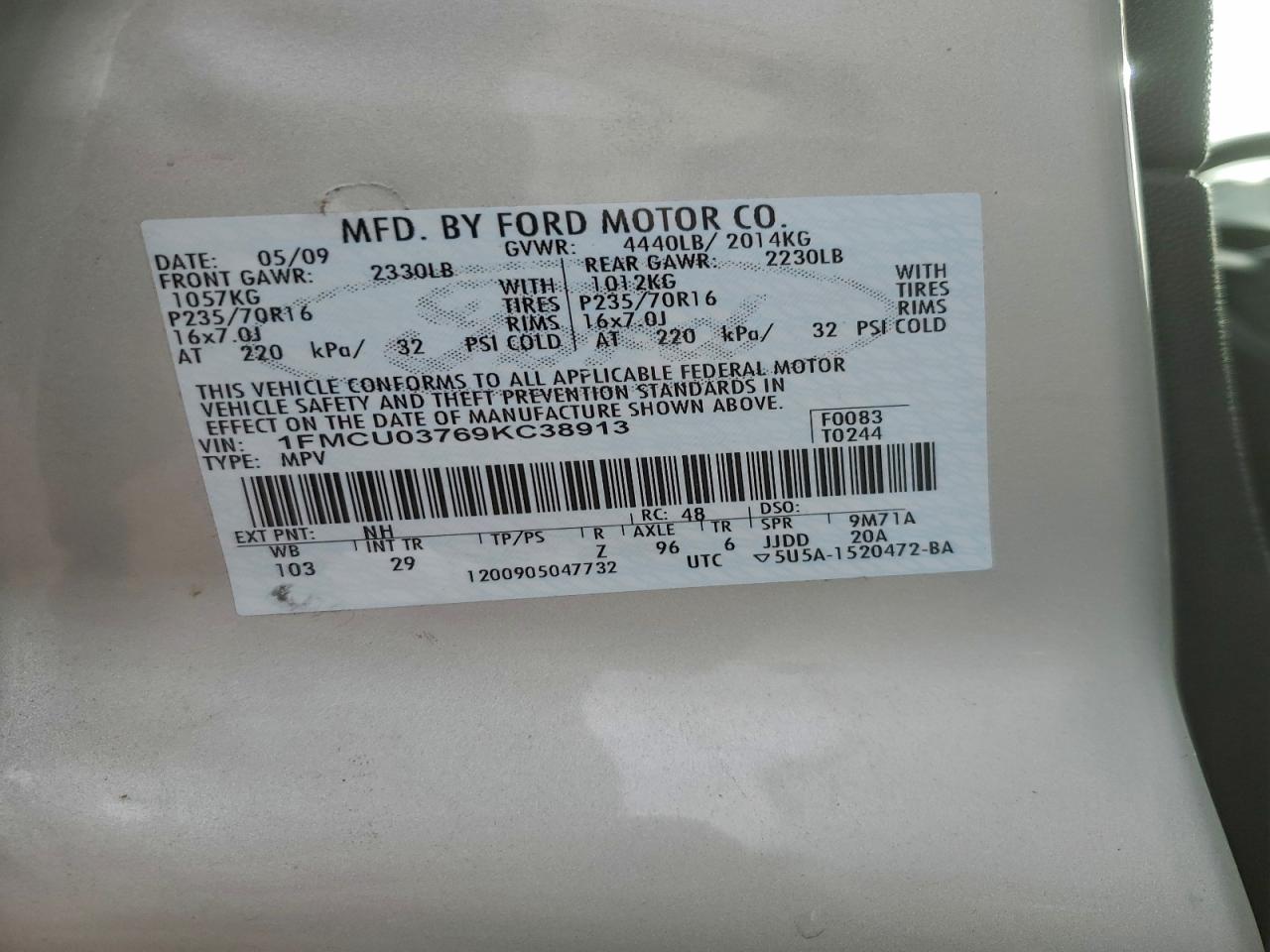 2009 FORD ESCAPE