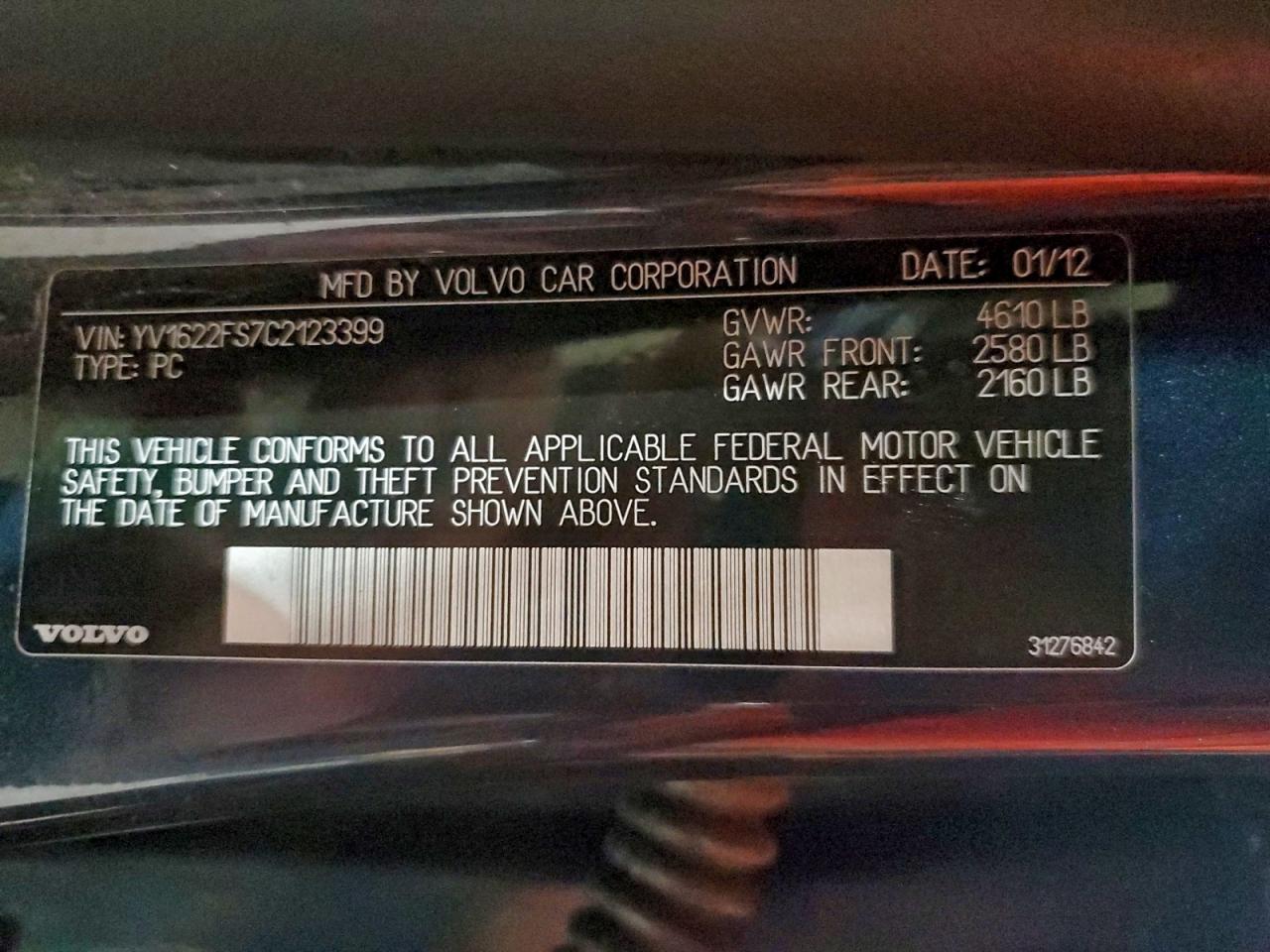 2012 VOLVO S60