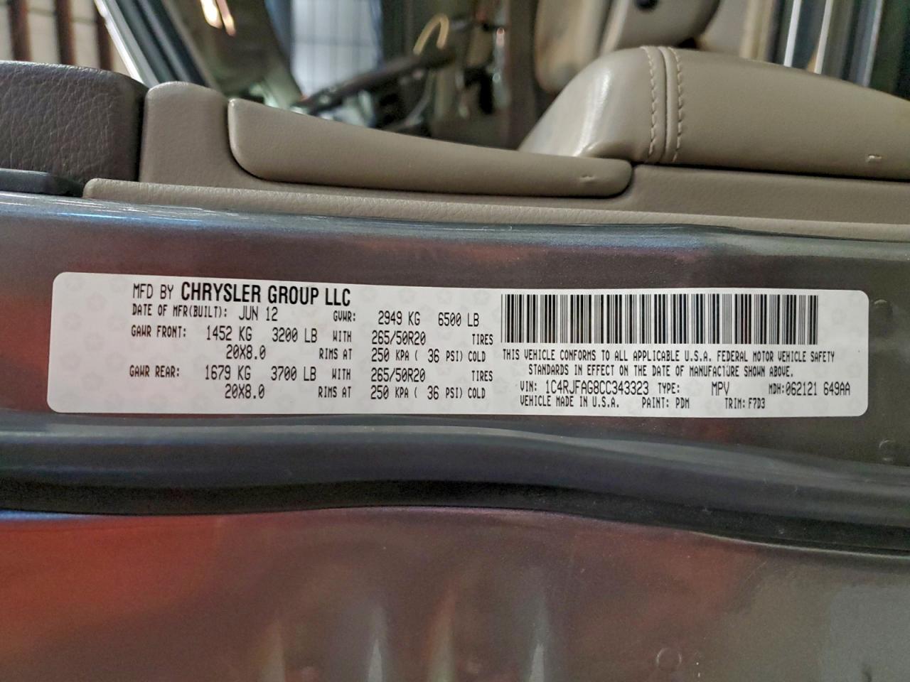 2012 JEEP GRAND CHER